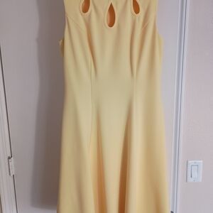 Alyx Yellow Midi Dress with Keyhole Cutout Neck Design, fully lined